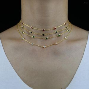 Choker stilar halsband med hjärta grön oskärpa röd vit färgglada cz kristallsten asfaldrad mode bröllop halsband smycken smycken