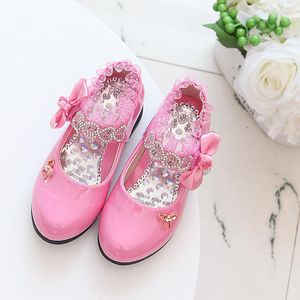 Flache Schuhe Rose Rosa Rot Orange Kinder Prinzessin Baby Mädchen Kinder Schleifen Strass Leder Party 3-15T