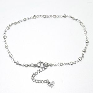 طراز Anklets Fashion Women Anklet Silver Color Heart Chain Stail Steel Barefoot on Leg Jewelry Gift 1 قطعة