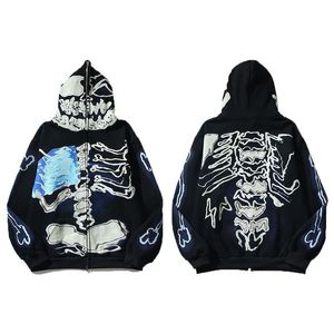 Sss mens hoodies halloween hip hop retro skelett män streetwear brev hoodie man kvinnor huvtröja skateboards hoody high street pullover tröja kläder kläder