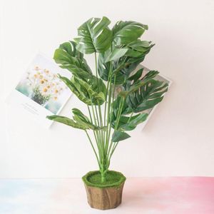 Decorative Flowers 18 Forks/Bouquet 54cm Artificial Tropical Palm Leaves Simulation Plants Home Balcony Garden Landscape Decoration