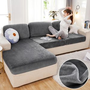 Chair Covers Plush Sofa Seat Cover For Living Room Velvet Cushion Elastic Corner Couch 2 And 3 Seater Solid Slipcovers Set Funiture