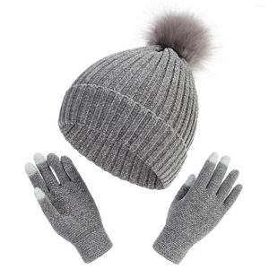 Basker 2st/set Autumn Winter Chenille Hat Gloves Set utomhus vindt￤t stickning av m￶ssa avslappnade kvinnor elasticitet cykling varmare handske