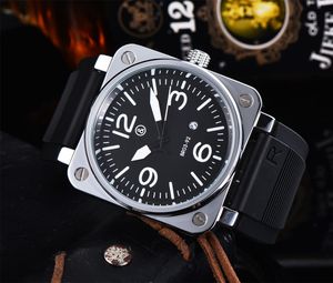 Toppmärke Luxury Quartz Wristwatch Square Watches Silicone Strap Band Full Multifunction Business Alloy Case Men Watch Present Clock