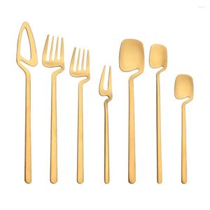 Stepware set çatal bıçak takımı seti Wesriner Sofra Altın Mat Yemek Takımı Kiti Meyve Çatal Çatal Yemeği Bıçağı Buz Köle Silverware Mutfak için