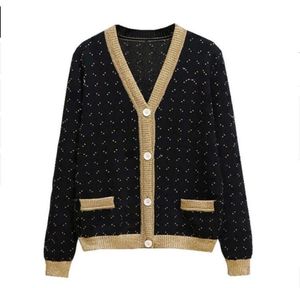 Women's Sweaters Designer Luxury V-neck for casual cardigan new mid-length knit puff dress Knit Coats