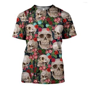 Camisetas masculinas crânio tropical mark3d imprimir verão verão respirável camisa curta camiseta casual camiseta esportiva streetwear 5xl de tamanho grande