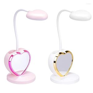 Table Lamps LED Desk Lamp For Girls Rechargeable With USB Charging Port & Pen Holder Eye-Caring Dimmable