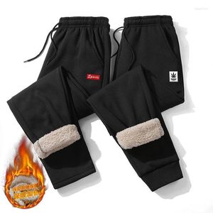 Calça masculina lã de mole -pólos de moletom de inverno calças quentes masculas de veludo de espessura acolchoadas