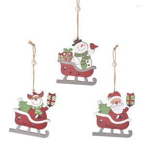 Christmas Decorations Sled Snowman Reindeer Wooden Pendants Ornaments Party Tree Hanging Gifts