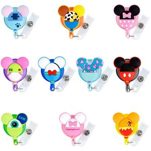 2023 Ny 2023 Ny söt tecknad silikon Infällbart Badge Reel Clip Student Nurse ID-kort Badges Holder Accessories Hospital School Office Supplies Anti-Lost Clips