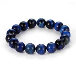 Strand 6mm 8mm 10mm 12mm Women Men BRACELET Blue Tiger Eye Stone Simple Buddha Beads Fashion Elastic Bangle Jewelry