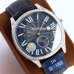 Мужские часы Diamond Drivede из нержавеющей стали, швейцарские калибра 1904 PS MC, автоматические, белый/синий циферблат, сапфировое стекло, римские цифры, роскошные наручные часы