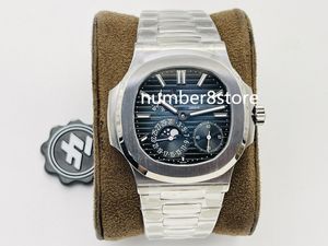 Moonphase 5712 Herrenuhr mit blauem Zifferblatt, ZF Factory, Edelstahl, Schweizer 240 PS28800vph, Saphirglas, Luxus-Armbanduhr, Wasserbeständigkeit 50 m