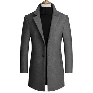 Miscele di lana da uomo Boutique Cappotti di lana lunghi da uomo Colletto con risvolto Cappotto di lana casual Cappotto da uomo monopetto slim fit 220930