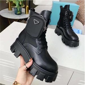 2022Ankle Boots Winter Sneakers Designer Brushed Leather Nylon Luxury Biker Platform Australia Size Eu 35-41