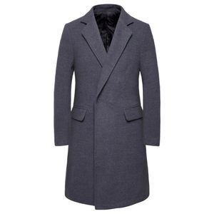 Lã de lã masculina mistura de outono jaqueta de inverno masculino casaco de lã de solteiro slim fit fit machbreaker mai colar colar lã cinza jaqueta 220930