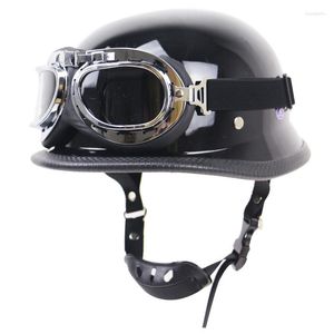 Capacetes de motocicleta vintage Cruise Chopper Biker Pilot Dot Capacete Alemão Estilo Aberto Face Retro metade para homens