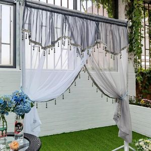 Gardin Isabella ruffled dubbellager swag ren valance veckad café partition halv kök dekoration stavficka 1 panel grå