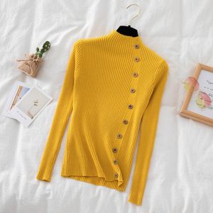 Swetry damskie 2022 Autumn Korean Fashion Dams Jumpers Button Pullover Slim długi rękaw miękki sweter.
