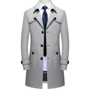 Jackets masculinos Marca Thoshine Spring Autumn Men Long Trench Coats Buttons de qualidade superior masculino moda de moda jackets windbreaker plus size 220930