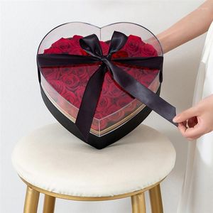 Gift Wrap Box Flower Heart Shaped Boxes Rose Roses With Lid Preserved For Flowers Valentine Clear Packing Packaging Forever Acrylic