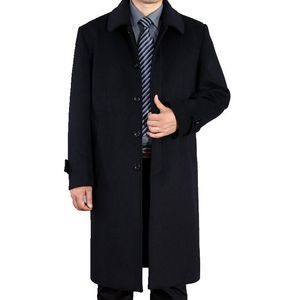 Herren Wollmischungen Winterjacke Mantel Lässiger schmaler Kragen Langer Baumwollgraben Luxuriöse Markenkleidung 220930