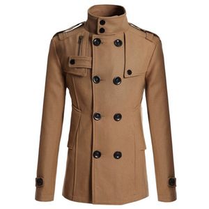 Jackets masculinos Parklees Inverno estilo brit￢nico casaco comprido Homens de peito duplo ￠ prova de vento Slim Trench Casual Plus Size Overs Capacetes 220930