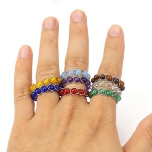 Каменное каменное кольцо серебряной оберщенной агата -чакра кристаллируемые кольца для женщин регулируемые кольца для женщин
