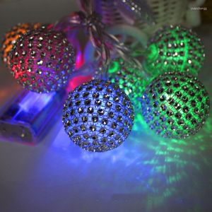 Strängar färgglada 10 LED -spegel kula ljus sträng retro disco semester lampa batterilåda julfest bröllop sovrum butik fönsterdekor