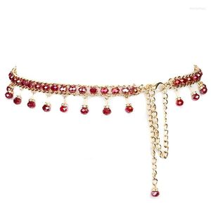 أحزمة Crystal Weistband Female Weistchain Tassel Waterpolo Belly Dance Belt Chain Discorative Exclues Sexy Association B-9044