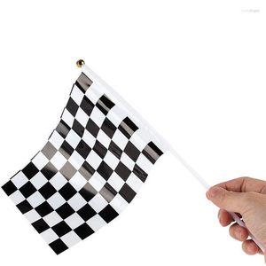 Party Decoration Racing Checkered Flag With Plastic Stick Hand Held Flags Race Car Motorcycle Birthday DecortionParty