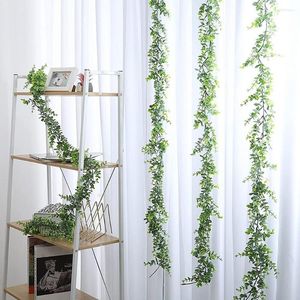 Decorative Flowers 3pcs 1.8 Meters Artificial Vines Hanging Faux Eucalyptus Leaves Greenery Garland For Arch Wall Home Decor Garden