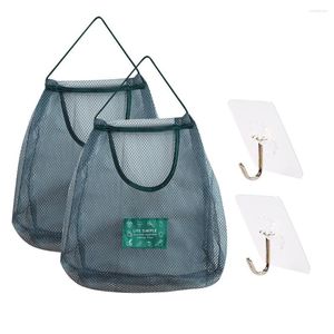 Sacos de armazenamento 2pcs pendurados em bolsa para vegetais de frutas longa alça longa