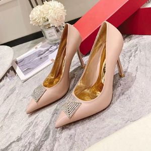 Dress Shoes Pumps Rivets Shoes Formal Office Pointed Toe Women 'S Brand Designer Simple Party Wedding Sexy New 10cm Heel 35-41 Size