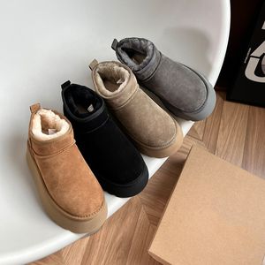Kış Ultra Mini Çizme Platformu Kürk Çizmeler Tasarımcı Kadın Sıcak Avustralya Ayak Bileği Kar Patik Gerçek Deri Sıcak Erkek Ayakkabı EU44