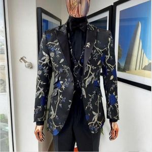 Smoking da sposo con foto reale Modello nero Abiti da uomo per feste da uomo 3 pezzi Prom Blazer Dress Personalizza W1499