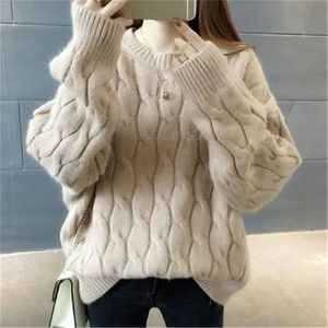 Womens Knits Tees Blue ONeck Twisted Sweater Women Autumn Winter Fashion Long Sleeve Cashmere Pullovers Female Knitted Jumper Tops PZ2530 220930