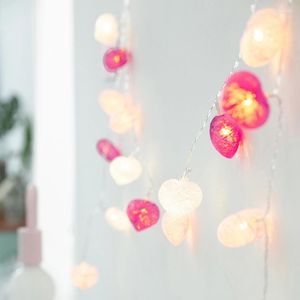 Stringhe Significato pieno 20 Cuore Rosa Pallone di cotone Luci a stringa a LED EU 220V Ghirlande fata per la decorazione della stanza della festa nuziale