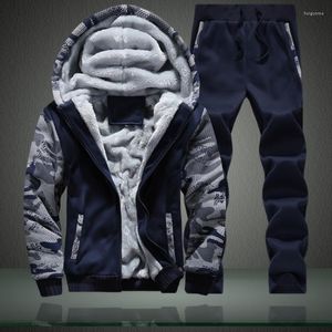 Men's Tracksuits Men's Male Letter Print Mens Sweat Suits Causal Men Sets Hooded Thicken Fleece Hoodies Sweatpant 2022 Winter