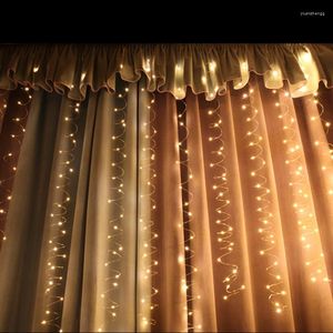 弦led銅線カーテンライトストリング妖精ホリデーランプリモートコントロールUSBプラグクリスマスウェディングロマンチックなベッドルームストアの装飾