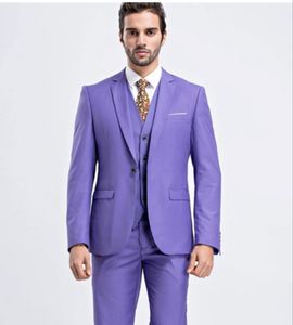 Brand New Lavender Groom Tuxedos Notch Lapel Groomsmen Wedding Dress Excellent Man Jacket Blazer 3 Piece Suit
