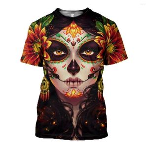 Herren-T-Shirts, Zuckerschädel-Kleidung, 3D-Druck, Sommer, atmungsaktiv, kurzärmelig, lässig, modisch, T-Shirt, Sport, Streetwear, Übergröße