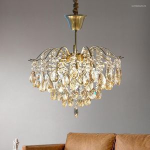 Chandelins LED vintage Crystal iluminam o quarto da sala com lâmpadas de luxo da ilha de Luster