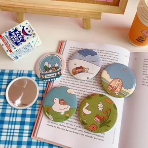 Mirrors Simple And Cute Cartoon Small Mirror Student Make-up Portable Round Mini Circle