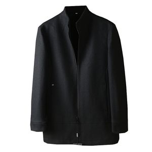 Herren Wollmischungen PARKLEES Baumwolle Wolle Trenchcoat Männer Winddicht Warm Reißverschluss Schlank Solide Stehkragen Mäntel Büro Business Plus Size Jacken 220930