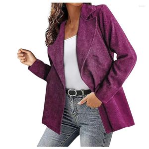 Women's Jackets Women's Casual Fashion Solid Color Suit Jacket Corduroy Cardigan Check Print Button Up Winter Coat Shirt