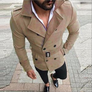 Мужская шерстяная клетчатая куртка мужская мода мода с длинным рукава