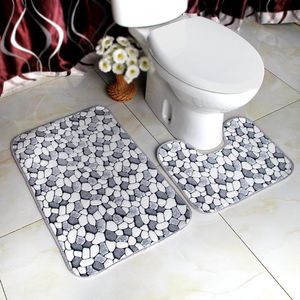 Carpet Coral Velvet Pebble Toilet Area Rug Washroom Foot Pad Doormat 2PCS Set Bathroom Absorbent Nonslip Plush Bathroom Floor Mat 220930