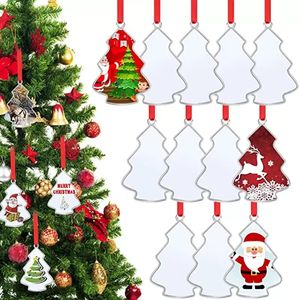 Wholesale Sublimation Blank Heat Transfer Metal Christmas Pendant Hanging Ornaments Xmas Tree Decor Bezel Pendant For Wedding Party